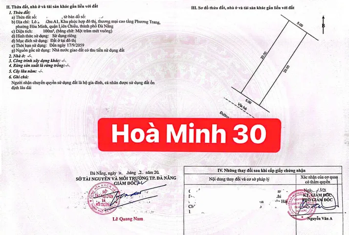 💥Chào bán lô ĐẤT ĐẸP, sát Góc Ngã 4 - Đường Hoà Minh 30 (A1 PHƯƠNG TRANG)