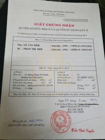 Gia Đình Cần Bán Nhà Mặt tiền 52 Thạch Thị Thanh – Giá 27 tỷ