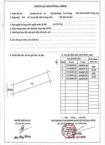 Bán đất 66,2m² full thổ cư ngang 4m giá 4.24 tỷ tại Xã Văn Giang