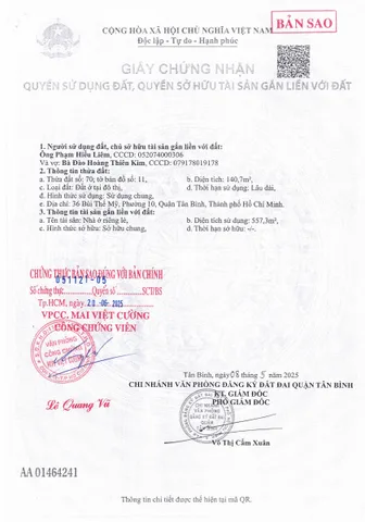 Chính Chủ Bán Nhà Mặt tiền 36 Bùi Thế Mỹ – Giá 22,7 tỷ