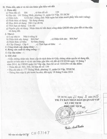Chính Chủ Bán Nhà Mặt tiền 191-193 Thống Nhất – Giá 130 tỷ