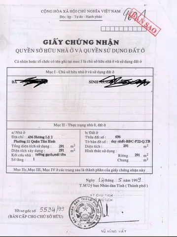 Chính Chủ Bán Nhà Mặt tiền 244 Hồng Lạc – Giá 40 tỷ