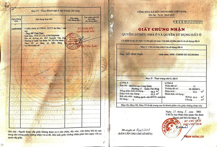 Cần Bán Nhà Hẻm 985/24 Lạc Long Quân – Giá 7,2 tỷ