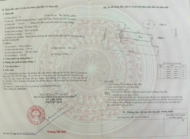 Chính Chủ Bán Nhà Mặt tiền 90-92 Phổ Quang – Giá 39,5 tỷ