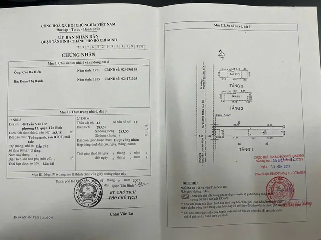 Cần Bán Nhà Mặt tiền 4 Trần Văn Dư – Giá 60 tỷ