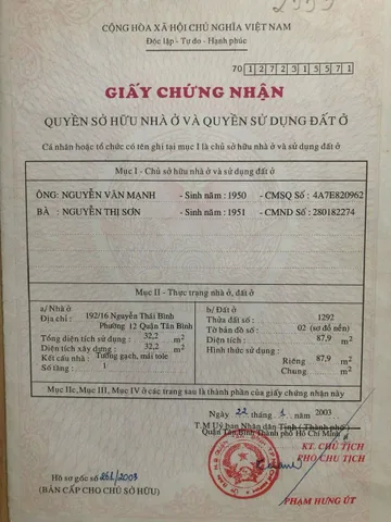 Chính Chủ Bán Nhà Hẻm 192/16 Nguyễn Thái Bình – Giá 19 tỷ