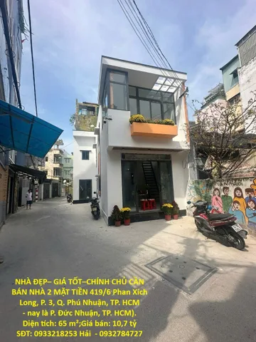 NHÀ ĐẸP– GIÁ TỐT–CHÍNH CHỦ CẦN BÁN NHÀ 2 MẶT TIỀN 419/6 Phan Xích Long, P. 3, Q. Phú Nhuận, TP. HCM