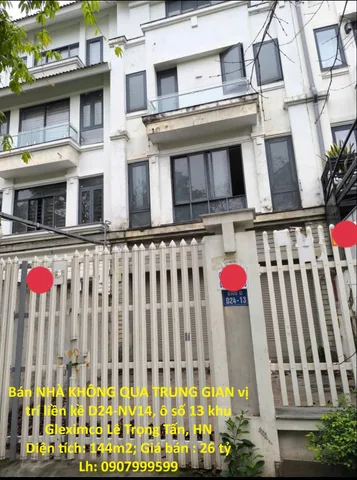 Bán NHÀ KHÔNG QUA TRUNG GIAN vị trí liền kề D24-NV14, ô số 13 khu Gleximco Lê Trọng Tấn, HN