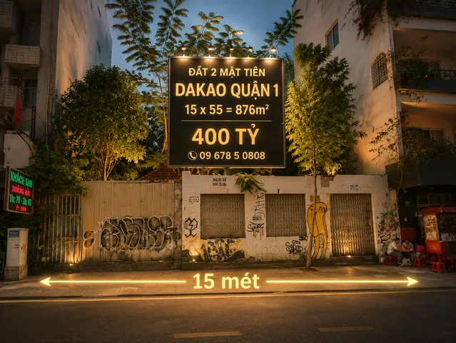 [876m2] Đất 2 Mặt Tiền Dakao Quận 1 - Ngang 15m
