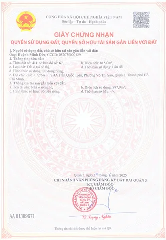 Gia Đình Cần Bán Nhà Hẻm 72/6 Trần Quốc Toản – Giá 320 tỷ