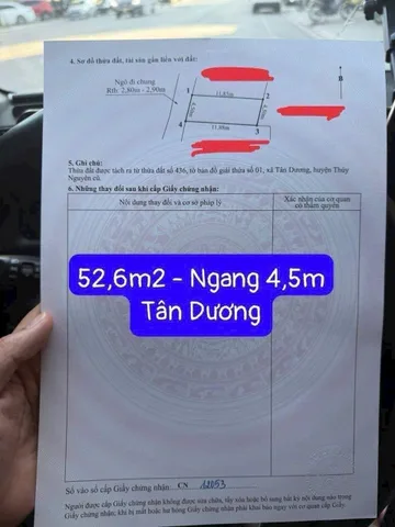 Bán đất 52,6m²  4m giá 2.59 tỷ tại Phường Thủy Nguyên tân dương cũ.l/h:076.231.9990 e Thúy