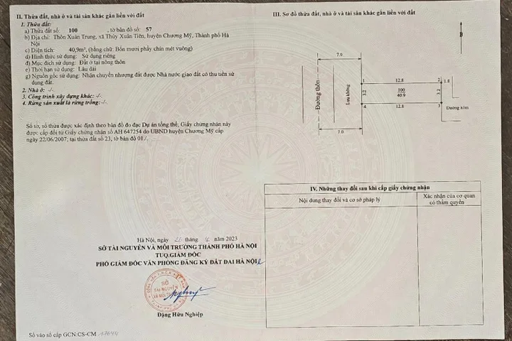 Bán đất 42.6m² có sẵn 42,6m² thổ cư ngang 3,2m giá 1.7 tỷ tại Xã Xuân Mai