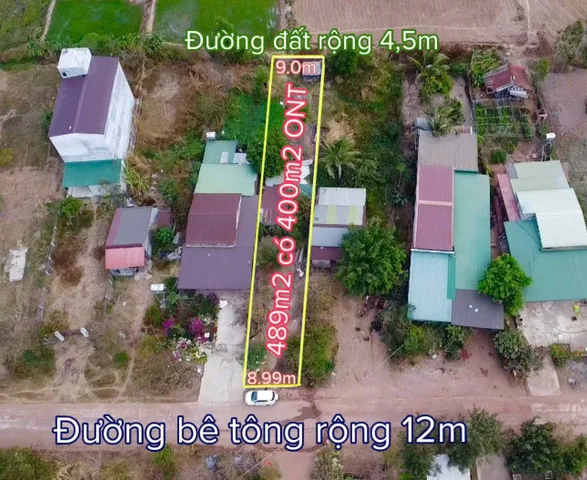 Bán đất 489.5m² có sẵn 400m² thổ cư ngang 9m giá 285.9 triệu tại Xã Ia Rvê