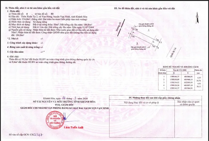 Bán đất mặt tiền QL1A Vạn Hưng  Vạn Ninh  Khánh Hòa