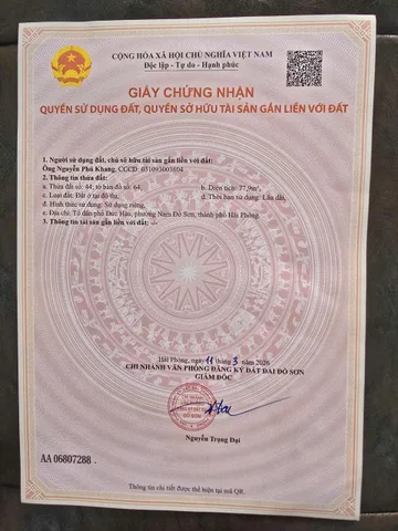 ✅ Bán đất 77,9m² full thổ cư ngang 5m giá 1.85 tỷ tại Đường Đức Hậu Phường Nam Đồ Sơn