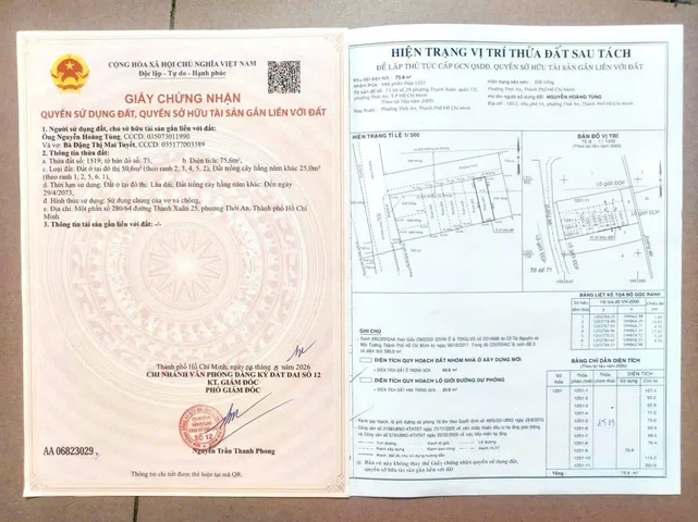 Bán đất 75m² có sẵn 50m² thổ cư ngang 4,5m tại Phường Trung Mỹ Tây