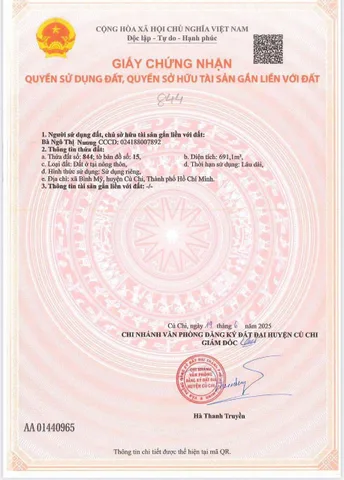 Bán đất 691m² full thổ cư ngang 7m giá 6 tỷ tại Xã Bình Mỹ