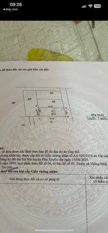 Bán đất 80m² full thổ cư ngang 5,39m giá 2.7 tỷ tại Xã Phú Xuyên- thôn bôk đầu thường tín cũ