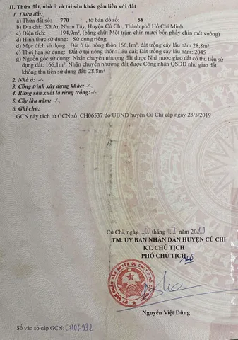 (L905.2) Đất 1/ Bến Đình, xã An Nhơn Tây, dt 194m2, giá 1 tỷ 500 thương lượng