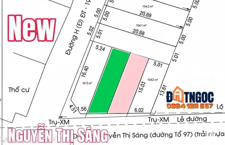 🟥Bán đất 120m² có sẵn 90m² thổ cư ngang 5m giá 4.7 tỷ tại Đường Nguyễn Thị Sáng Xã Đông Thạnh