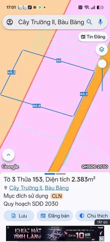 Bán đất 2382.7m² ngang 40m giá 3.8 tỷ tại kCN Cây trường 2