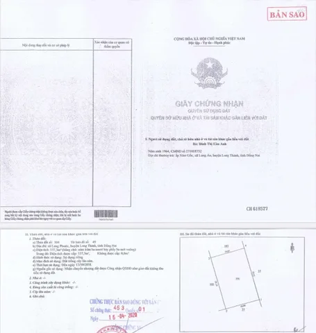 Bán đất 537.3m² ngang 30m giá 2.7 tỷ tại Xã Long Phước
