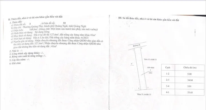 Bán đất 168.8m² có sẵn 168m² thổ cư ngang 5m giá 900 triệu tại Phường Nghĩa Lộ