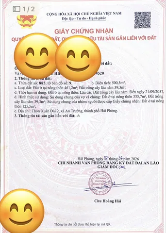 Bán đất 76,7 có có sẵn 64,9 m² thổ cư ngang 4,5m giá 1.2 tỷ tại Xuân Đài,   Xã An Trường, Hải Phòng