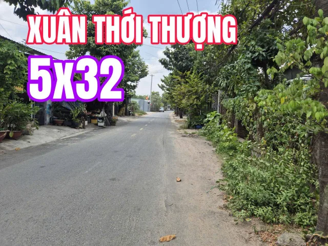 🟥Lô đất mặt tiền Xuân Thới Thượng có sẵn 160m² thổ cư ngang 5x32m giá 5.15 tỷ Xã Bà Điểm
