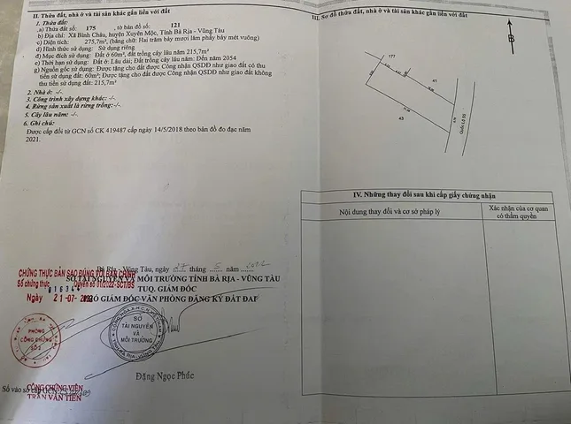 Bán đất 275,7m² có sẵn 60m² thổ cư ngang 9,7m giá 2.4 tỷ tại Xã Bình Châu