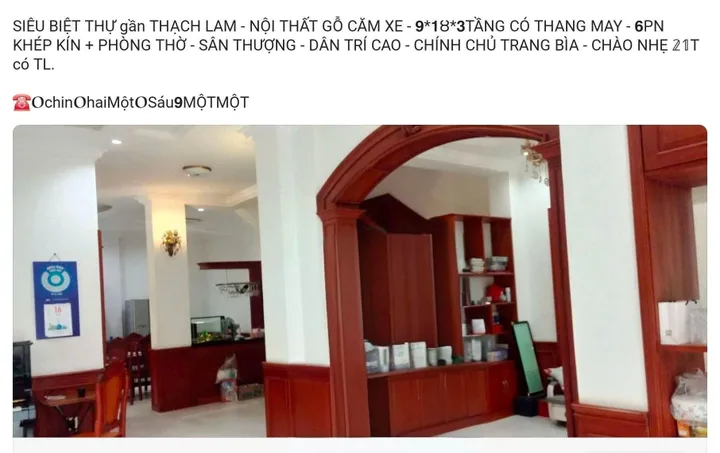 SIÊU BIỆT THỰ gần THẠCH LAM - NỘI THẤT GỖ CĂM XE - 𝟵*𝟭Ȣ*𝟯TẦNG CÓ THANG MAY - 𝟲PN KHÉP KÍN + PHÒNG THỜ - SÂN THƯỢNG - DÂN TRÍ CAO - CHÍNH CHỦ TRANG BÌA - CHÀO NHẸ 𝟚𝟙T có TL. 

☎𝚶chin𝚶haiMột𝚶Sáu𝟵MỘTMỘT