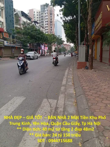 NHÀ ĐẸP – GIÁ TỐT  – BÁN NHÀ 2 Mặt Tiền Khu Phố Trung Kính, Yên Hòa, Quận Cầu Giấy, Tp Hà Nội