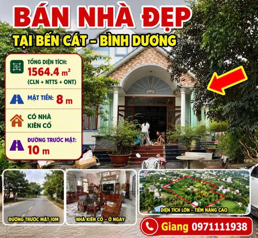 Bán nhà đẹp tại Bến Cát, Bình Dương – 1.564,4m² – mặt tiền 8m