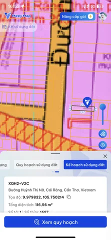 Bán đất 115m² có sẵn 100m² thổ cư ngang 4.75m giá 2.35 tỷ tại Đường Huỳnh Thị Nỡ Phường Cái Răng