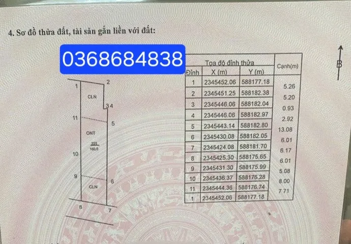 Bán đất 160m² có sẵn 80m² thổ cư ngang 6.1m giá 7.2 tỷ tại Xã Sóc Sơn