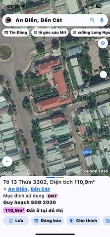 Bán đất 110.9m² có sẵn 110,9m² thổ cư ngang 5m giá 1.55 tỷ tại Phường Long Nguyên
