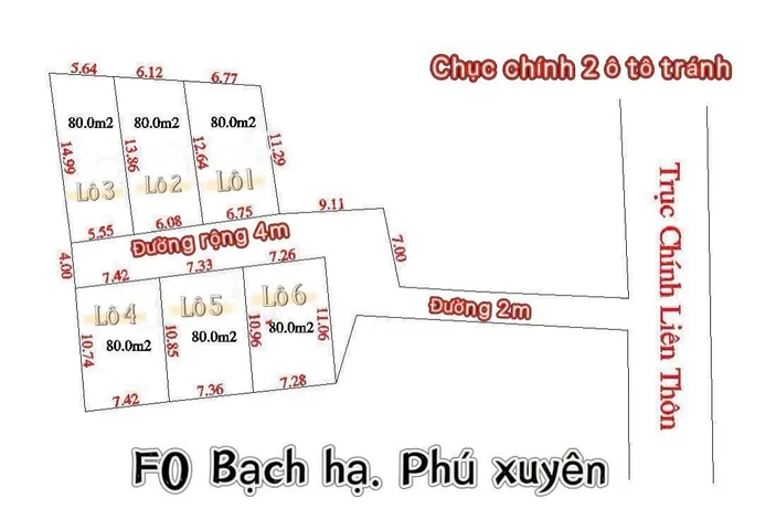 Bán đất 80m² full thổ cư ngang 7,42m giá 1.52 tỷ tại Xã Đại Xuyên - bạch hạ phú xuyên