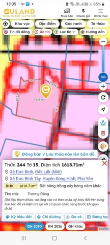 Bán Lô Đất 1618m2 Đất Quy Hoạch Thổ, Xã Đức Bình Tây, Giá Bán : 190 Triệu