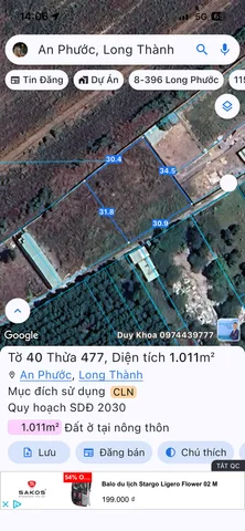 Bán đất 1011.1m² ngang 30m giá 5.5 tỷ tại Xã An Phước