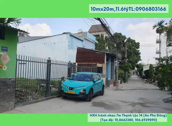 Bán đất chính chủ,10mx20m,HXH tránh nhau 7m Thạnh Lộc 14-15 (An Phú Đông), 11.5tỷTL:0906803166