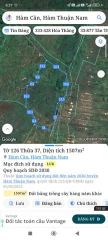 Bán đất 1507m² ngang 20m giá 135 triệu tại Xã Hàm Thạnh