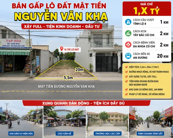 CHỦ CHỐT NHANH 1,6 TỶ LÔ ĐẤT NGUYỄN VĂN KHẠ 110m2 THỔ CƯ XÂY FULL K QUI HOẠCH K DÍNH LỘ GIỚI