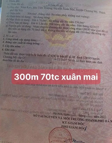 Bán đất 300m² có sẵn 80m² thổ cư ngang 10m giá 4.5 tỷ tại Xã Xuân Mai