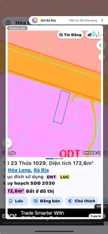 Bán đất mặt tiền đường 30m, P. Tam Long, Bà Rịa. Diện tích đẹp \bm{7 \times 26} (\bm{182\text{m}^2}), có 80m2 thổ cư. Vị trí vàng ngay sát nút giao cao tốc Biên Hòa - Vũng Tàu, cực thuận tiện kinh doanh, làm showroom hoặc đầu tư đón sóng hạ tầng. Sổ sẵn.