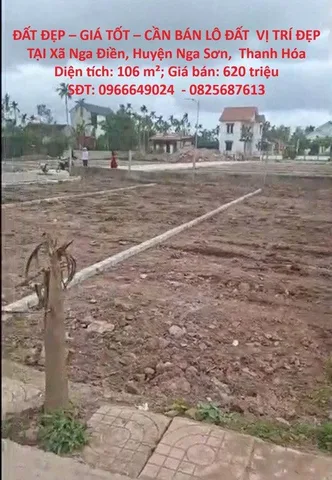 ĐẤT ĐẸP – GIÁ TỐT – CẦN BÁN LÔ ĐẤT  VỊ TRÍ ĐẸP TẠI Xã Nga Điền, Huyện Nga Sơn,  Thanh Hóa