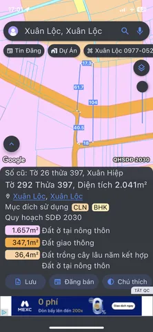 Bán đất 2040.9m² ngang 18m giá 2.55 tỷ tại Đường Trịnh Hoài Đức Xã Xuân Lộc