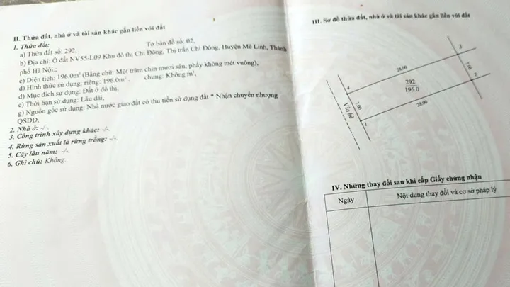 Bán đất thổ cư dự án tại Ô đất NV55-L09, Khu đô thị Chi Đông, Xã Quang Minh, Hà Nội