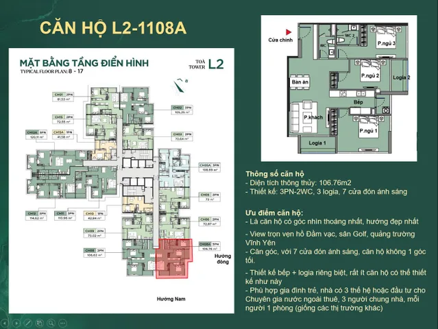 Bán Căn Hộ 106m² – 3PN Luxora Vĩnh Yên, Thiết Kế Đẹp, View Triệu Đô