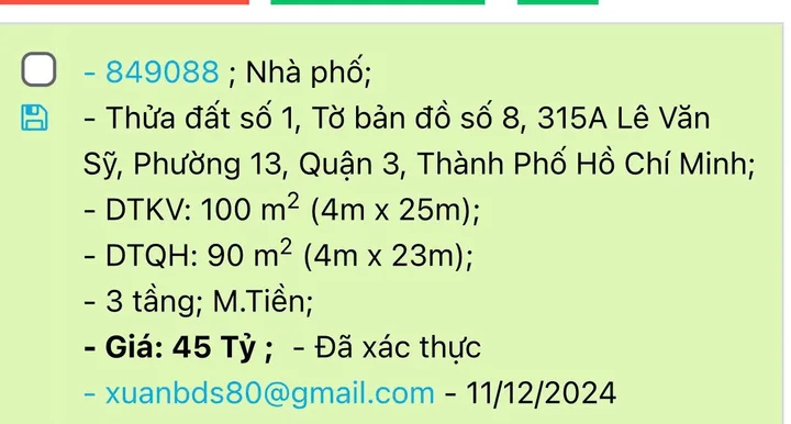 Gia Đình Cần Bán Nhà Mặt tiền 301A Lê Văn Sỹ – Giá 18,9 tỷ