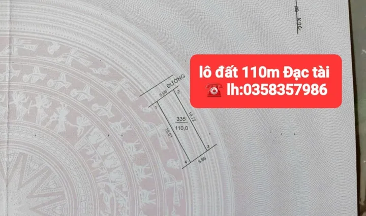 Bán đất 110m² full thổ cư ngang 5.66m giá 4.23 tỷ tại Xã Sóc Sơn